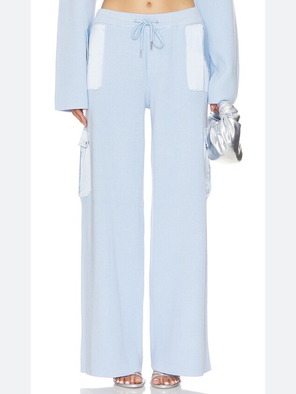 Seroya daph knit cargo pants ice blue